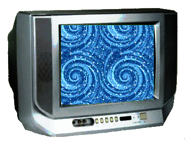 crt tv with swirls on the screen